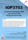 IOP3703 Assignment 2 (COMPLETE ANSWERS) Semester 2 2023  (777369) - DUE 4 September 2023