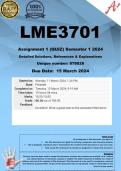 LME3701 Assignment 1 (COMPLETE ANSWERS) Semester 1 2024 (158619)- DUE March 2024