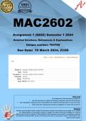 MAC2602 Assignment 1 (COMPLETE ANSWERS) Semester 1 2024 (703790) - DUE 19 March 2024 