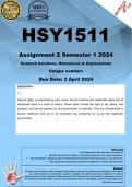 HSY1511 Assignment 2 (COMPLETE ANSWERS) Semester 1 2024  - DUE 3 April 2024