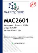 MAC2601 Assignment 1 (DETAILED ANSWERS) Semester 1 2024 - DISTINCTION GUARANTEED