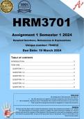 HRM3701 Assignment 1 (COMPLETE ANSWERS) Semester 1 2024 (794032) - DUE 19 March 2024