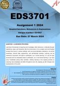EDS3701 Assignment 1 (COMPLETE ANSWERS) 2024 (531557) - DUE 27 March 2024