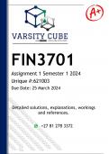 FIN3701 Assignment 1 (DETAILED ANSWERS) Semester 1 2024 - DISTINCTION GUARANTEED
