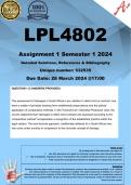 LPL4802 Assignment 1 (COMPLETE* ANSWERS) Semester 1 2024 (532535) - DUE 28 March 2024 