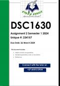 DSC1630 Assignment 2 (QUALITY ANSWERS) Semester 1 2024 (234157)