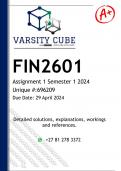 FIN2601 Assignment 2 (ANSWERS + WORKINGS) Semester 1 2024 - DISTINCTION GUARANTEED 