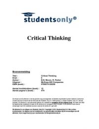 Samenvatting Critical Thinking