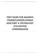 TesT Bank for Mader’s Understanding Human Anatomy & Physiology 9th Edition Longenbaker