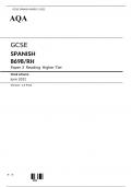 AQA GCSE SPANISH 8698/RH Paper 3  Mark scheme June 2022- Reading Higher Tier
