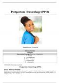  NUR 336 Case Study PPH Postpartum Hemorrhage (PPH)  Exam study guide.