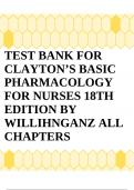 Clayton's Pharmacology for Nurses Test Bank
