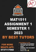 MAT1511 Assignment 1 (ANSWERS) Semester 1  - 2023