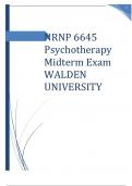 NRNP 6645 Psychotherapy Midterm Exam WALDEN UNIVERSITY GRADED A+