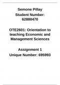 (LATEST UPDATE ) OTE2601 Assignment 1 2023; Highly Rated