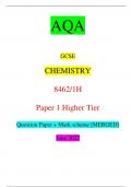 AQA GCSE CHEMISTRY 8462/1H Paper 1 Higher Tier Question Paper + Mark scheme [MERGED] June 2022 *jUN2284621H01* IB/M/Jun22/E10 8462/1H For Examiner’s Use Question Mark 1 2