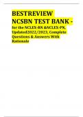 BESTREVIEW  NCSBN TEST BANK - for the NCLEX-RN &NCLEX-PN, Updated2022/2023, Complete Questions & Answers With Rationale