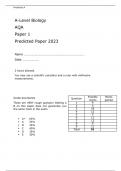 AQA A-Level Biology Paper 1 Predicted Paper 2023 with Attached Mark Scheme