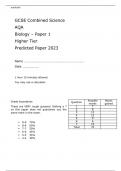 AQA GCSE Combined Science Biology Paper 1 Higher Tier Predicted Paper 2023 Attached with Mark Scheme.