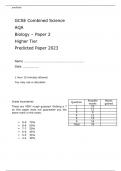AQA GCSE Combined Science Biology Paper 2 Higher Tier Predicted Paper 2023 Attached with Mark Scheme.