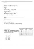AQA GCSE Combined Science Chemistry Paper 2 Higher Tier Predicted Paper 2023 Attached with Mark Scheme.