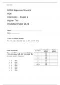 AQA GCSE Separate Science Chemistry Paper 1 Higher Tier Predicted Paper 2023 Attached with Mark Scheme.