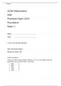AQA GCSE Mathematics Predicted Paper 2023 Foundation Paper 1 Attached with Mark Scheme.
