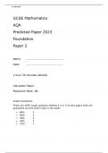 AQA GCSE Mathematics Predicted Paper 2023 Foundation Paper 2 Attached with Mark Scheme.