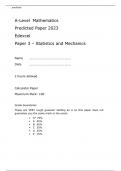 Edexcel A-Level Mathematics Predicted Paper 3 2023 – Statistics and Mechanics Questions attached with Mark Scheme