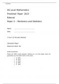 Edexcel AS Level Mathematics Predicted Paper 2 2023  – Mechanics and Statistics Question Paper attached with Mark Scheme.