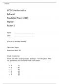 Edexcel GCSE Mathematics Predicted Paper 2023 Higher Paper 2 Questions attached with Mark Scheme.