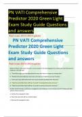 PN VATI Comprehensive Predictor 2020 Green Light Exam Study Guide Questions and answers  Real exam 2023/2024 update