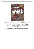  Test bank for essential cell biology 5th edition by alberts (Complete 2023 Updated all Chapters_Answered/feedbacks)