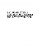ASU BIO 181 EXAM Final QUESTIONS AND Correct ANSWER 2023 (Already Verified)
