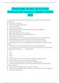 Responsible Alcohol Service Quiz Questions and Answers Updated Version 2023
