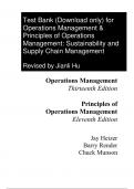 Test Bank For Principles of Operations Management Sustainability and Supply Chain Management, 11th edition By Jay Heizer, Barry Render, Chuck Munson