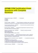 AIPMM CPM Certification Exam Questions with Complete Solutions 