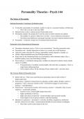 PSYCH 144: Personality Theories Notes