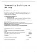 Samenvatting beslissingen en planning (Finance)