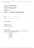 Edexcel A-Level Mathematics Predicted Paper 2023 Paper 3 – Statistics and Mechanics attached with Mark Scheme.