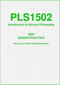 PLS1502 - Updated Exam Pack (2023) Oct/Nov [A+ Guaranteed] - Introduction to African Philosophy