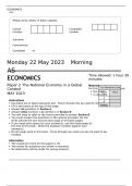 AQA AS  LEVEL ECONOMICS Paper 2  MAY 2023 FINAL QUESTION PAPER The National Economy in a Global Context
