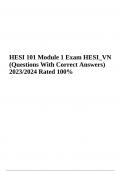 HESI 101 Module 1 Exam-HESI VN (Questions With Correct and Verified Answers) 2023/2024 Rated A