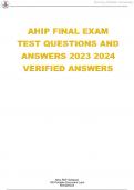 AHIP FINAL EXAM TEST QUESTIONS AND ANSWERS 2023-2024 WITH VERIFIED ANSWERS