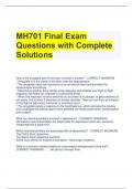 MH701 Final Exam Questions with Complete Solutions 