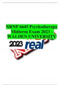 NRNP 6645 Psychotherapy Midterm Exam 2023 - WALDEN UNIVERSITY