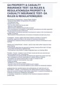 GA PROPERTY & CASUALTY INSURANCE TEST- GA RULES & REGULATIONS(GA PROPERTY & CASUALTY INSURANCE TEST- GA RULES & REGULATIONS)2023