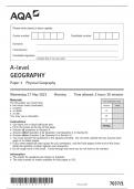 AQA A Level GEOGRAPHY Paper 1 Physical Geography - 2023 Question Paper