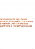 Test Bank For Exploring Medical Language 11th Edition by Myrna LaFleur Brooks 9780323711562 Chapter 1-16 Complete Guide.
