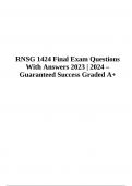 RNSG 1424 Final Exam Questions With Answers Latest Update 2023 | 2024 Graded A+
